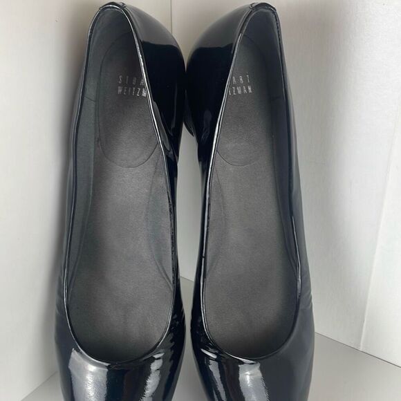 Stuart Weitzman Patent Leather Rounded Toe Jute Wrapped Heel Pumps 10 M - Picture 5 of 12